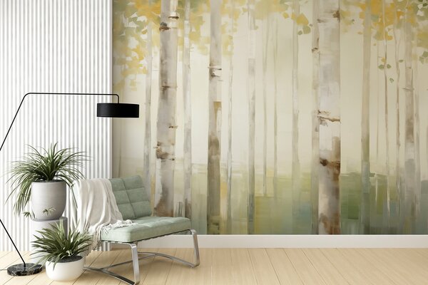 Fototapety Březový les, Fototapety les, Fototapety břízy, w04520 : uwalls.cz