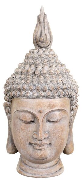 Béžová antik dekorace hlava Buddha - 11*15*28 cm - Chic Antique
