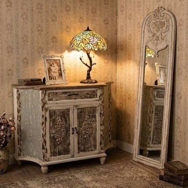 Zelená stolní lampa Tiffany Giallo - Ø 40*60 cm / E27/max 2*60W - Clayre & Eef