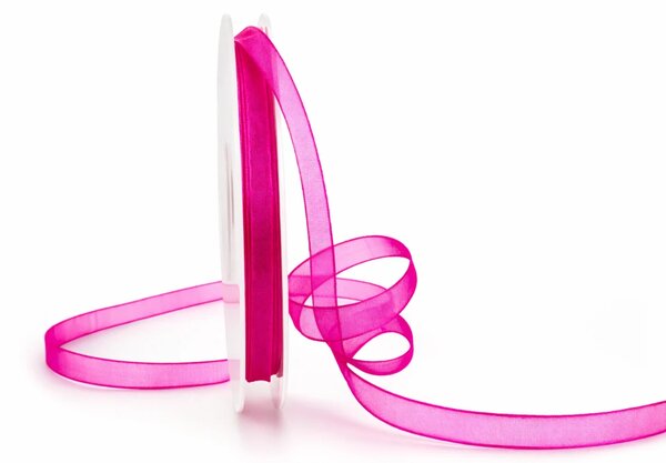 Stuha organzová Beauty Organdy – Shocking pink sytě růžová 7mm x 5m (4,-Kč/m)