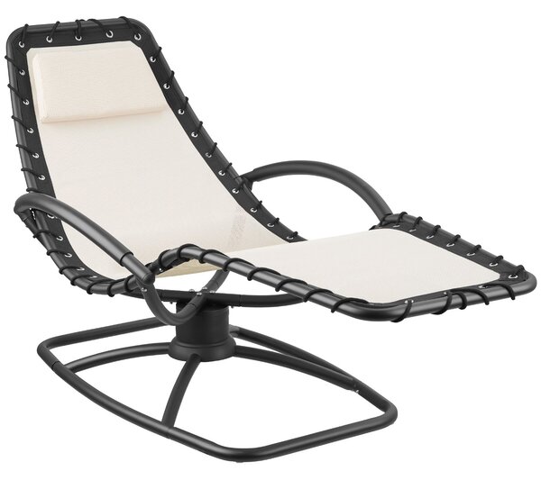Tectake Zahradní lehátko Toulon, ergonomické, funkce houpání - béžová,za kus