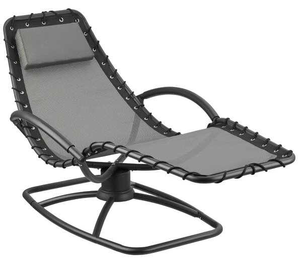 Tectake Zahradní lehátko Toulon, ergonomické, funkce houpání - šedá,za kus