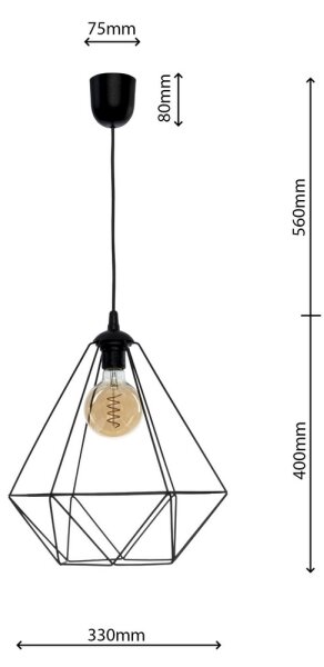 Závěsné svítidlo BASKET 1xE27/60W/230V černá