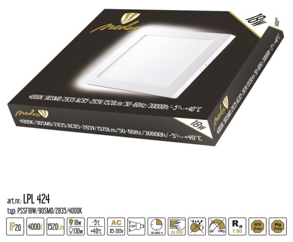 LED Stropní svítidlo LED/18W/230V 4000K 22,5x22,5 cm
