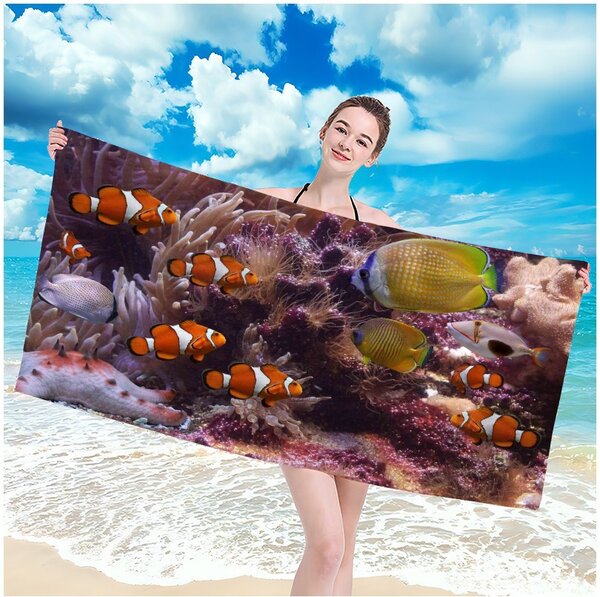 Plážová osuška s motivem Nemo rybiček 100 x 180 cm