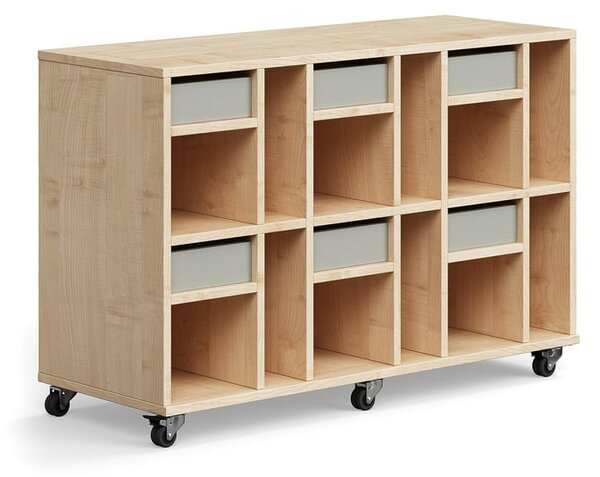 AJ Produkty Skříňka CASPER, 6 zásuvek, 12 přihrádek, bříza, šedá