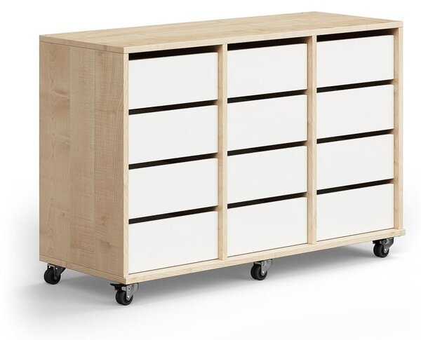 AJ Produkty Skříňka CASPER, 12 zásuvek, bříza, bílá