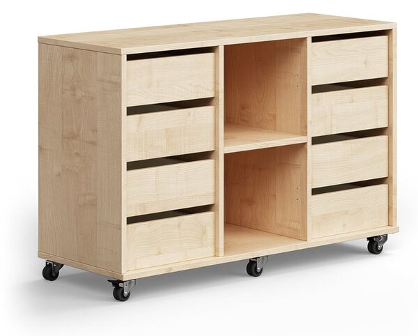 AJ Produkty Skříňka CASPER, 8 zásuvek, 2 přihrádky, bříza