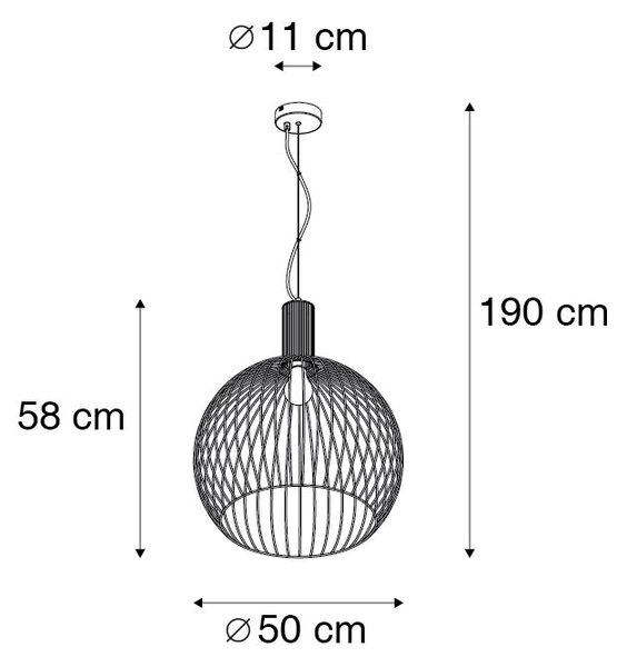 Designové kulaté závěsné svítidlo černé 50 cm - Dos