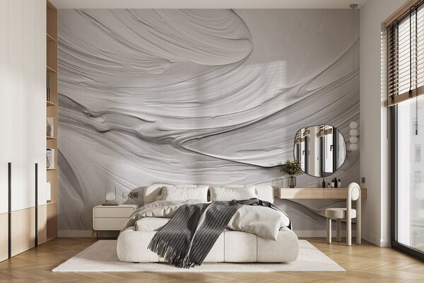 Fototapety Abstraktní texturované bílé tahy štětcem imitující vířící vzor, neutrální, minimalistická, Fototapety abstraktní, w09394 : uwalls.cz
