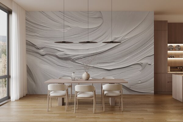 Fototapety Abstraktní texturované bílé tahy štětcem imitující vířící vzor, neutrální, minimalistická, Fototapety abstraktní, w09394 : uwalls.cz
