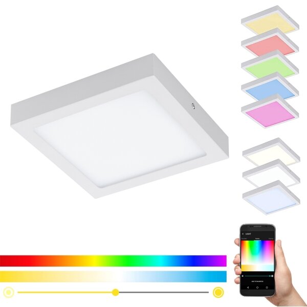 Eglo 33316 - LED RGBW Stm. str. svítidlo FUEVA-C LED/15,6W/230V 22,5x22,5cm bílá