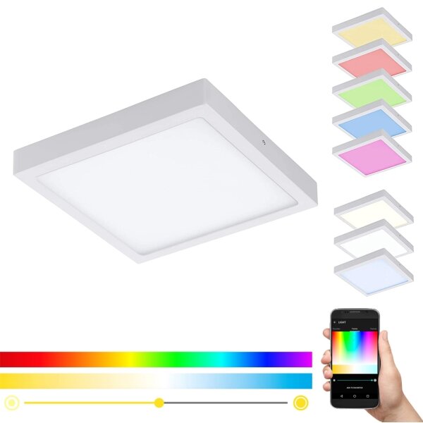 Eglo 33209 - LED RGBW Stm. stropní svítidlo FUEVA-C LED/21W/230V 30x30 cm bílá