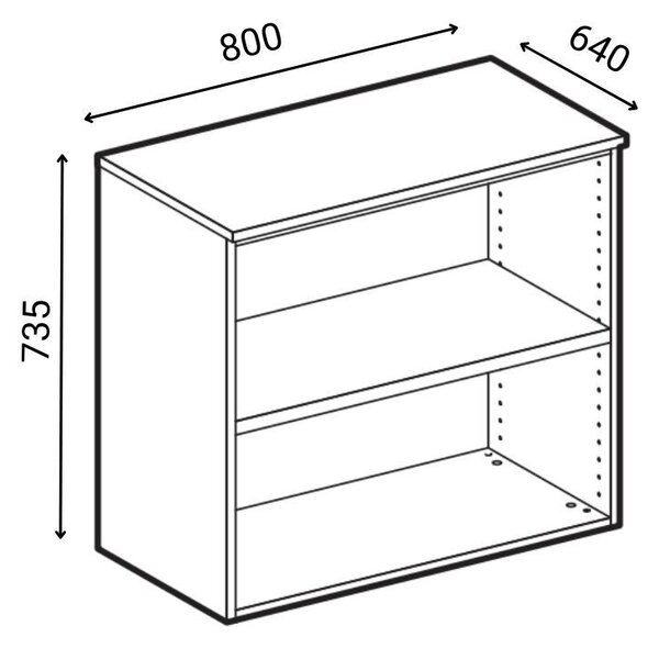 Kancelářská skříň s dveřmi PRIMO WOOD, 735 x 800 x 640 mm, bříza