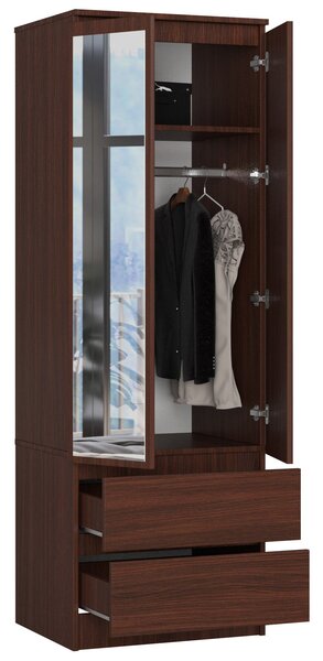 Šatní skříň Suman II (wenge) (se zrcadlem). Akce -16%