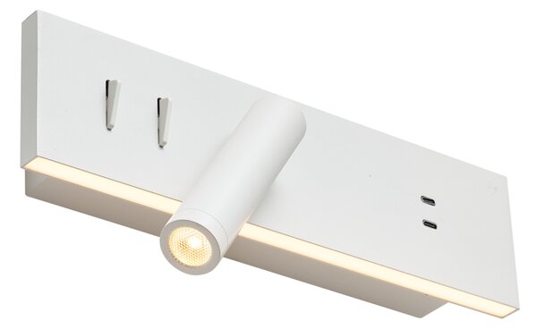 Sada 2 moderních nástěnných svítidel bílá nastavitelná s USB-C vč. LED - Modric