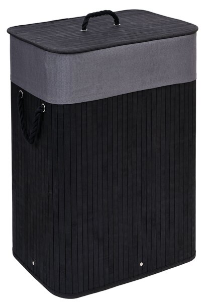 ViaDomo Via Domo - Bambusový koš na prádlo Splendido, 1-komorový - černá - 42x59x32 cm