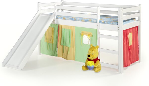 Patrová postel NEO Plus se skluzavkou a matrací 80x190x200 cm, bílá