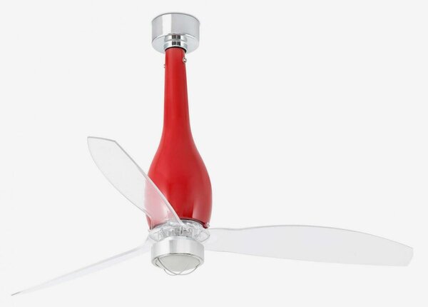 FARO ETERFAN M LED, červená/transparentní, stropní ventilátor s DC motorem