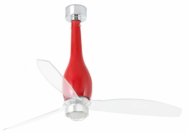 FARO ETERFAN M LED, červená/transparentní, stropní ventilátor s DC motorem