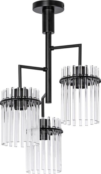 Lustr na tyči 3xE27/60W/230V černá/čirá