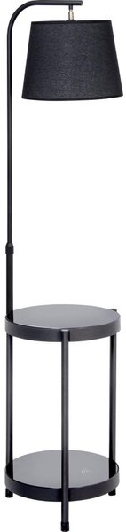 Stojací lampa se stolkem 1xE27/60W/230V USB černá
