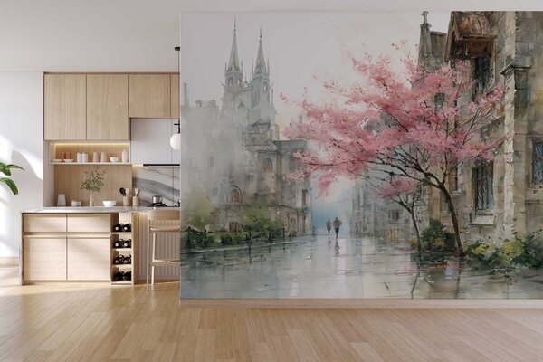 Fototapety akvarelový styl městské krajiny, Fototapety les, Fototapety stromy, w04500 : uwalls.cz