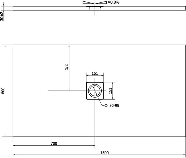 Polysan Flexia obdélníková sprchová vanička 150x80 cm bílá 72901MAT