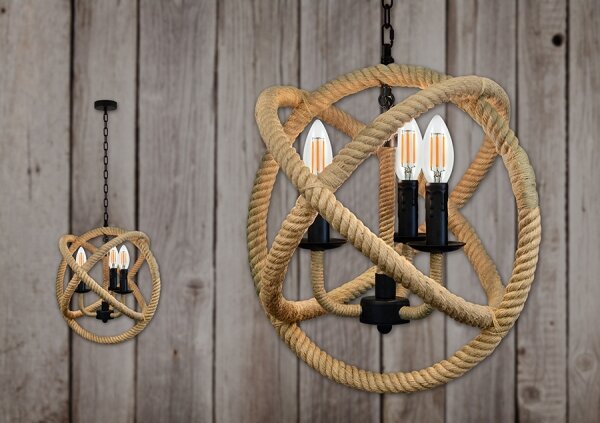 Lustr na řetězu ROPE GLOBO 3xE14/10W/230V