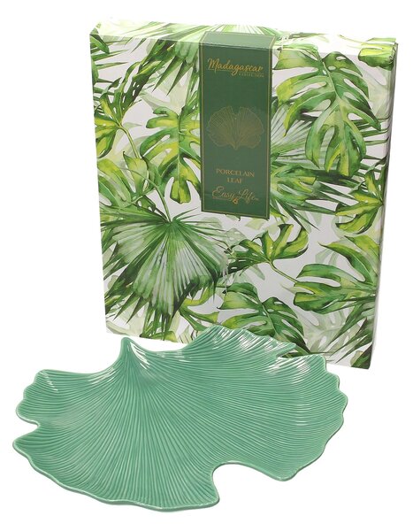 Talíř Jungle Leaves 35cm light green