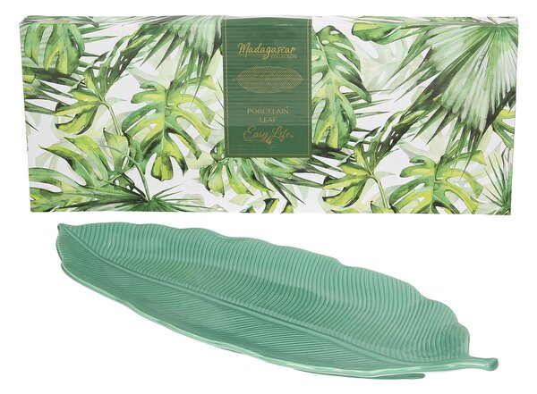 Talíř Jungle Leaves 47cm light green