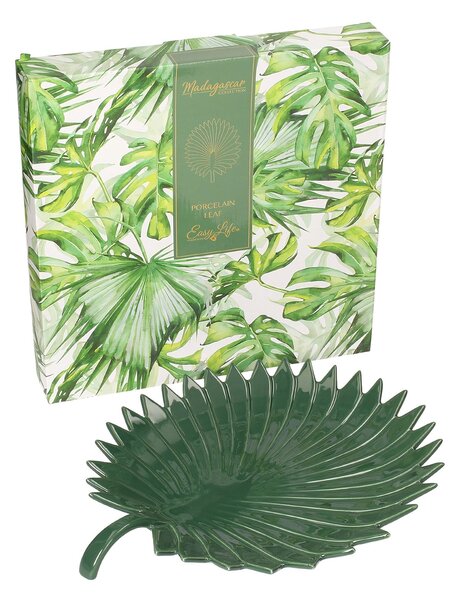 Talíř Jungle Leaves 35cm zelený