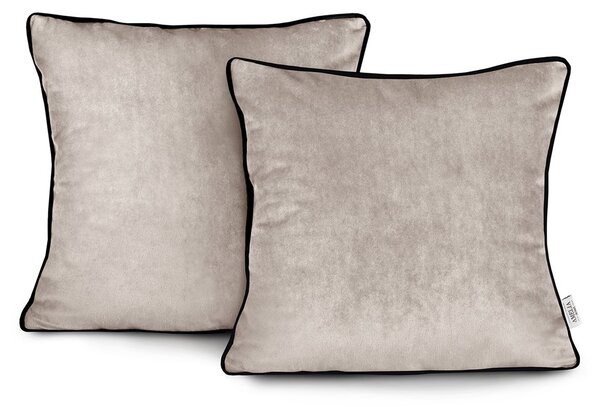 Povlaky na polštáře AmeliaHome Velvet Piping béžové, velikost 45x45