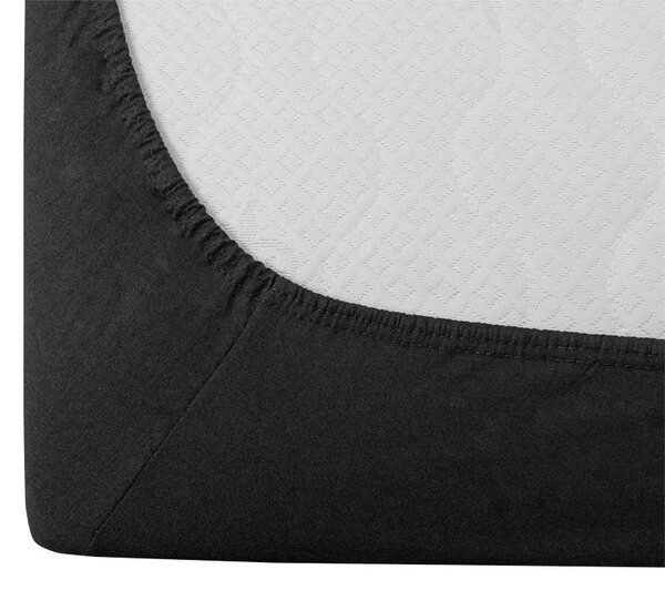 Sada krepového povlečení DENYX BLEND šedé, hotelová kapsa + prostěradlo Jersey 90 x 200 cm tmavě šedé, jednolůžko