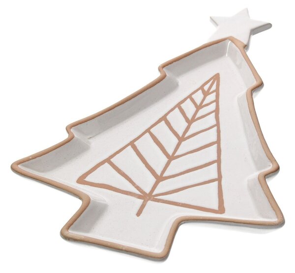 Kameninový talíř Beige Christmas Tree scandi