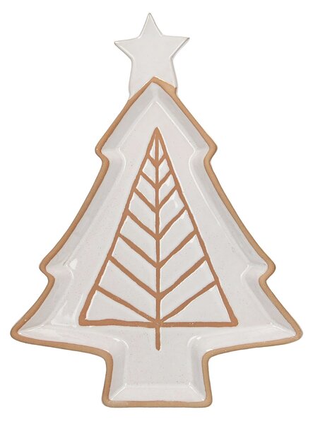 Kameninový talíř Beige Christmas Tree scandi