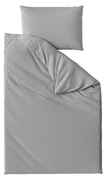 Sada krepového povlečení DENYX BLEND šedé, hotelová kapsa + prostěradlo Jersey 90 x 200 cm tmavě šedé, jednolůžko