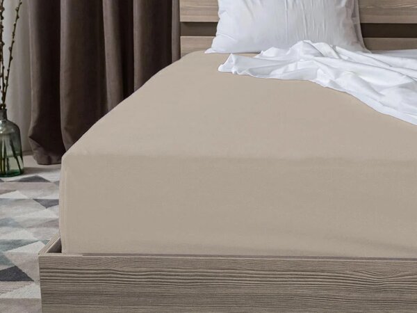 Sada krepového povlečení ASTORIA POLY krémové + prostěradlo Jersey 90 x 200 cm cappuccino, jednolůžko