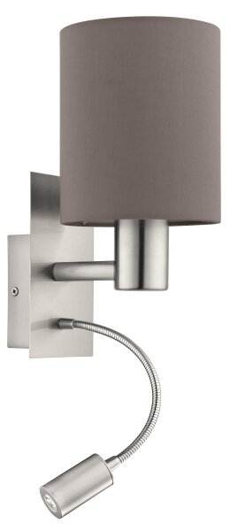 Eglo 96481 - LED Flexibilní svítidlo PASTERI 1xE27/40W+LED/3,8W šedá