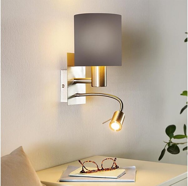Eglo 96481 - LED Flexibilní svítidlo PASTERI 1xE27/40W+LED/3,8W šedá