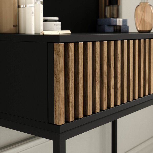 Eltap Toaletní stolek se zrcadlem Meorati 85 cm černý/dub Artisan