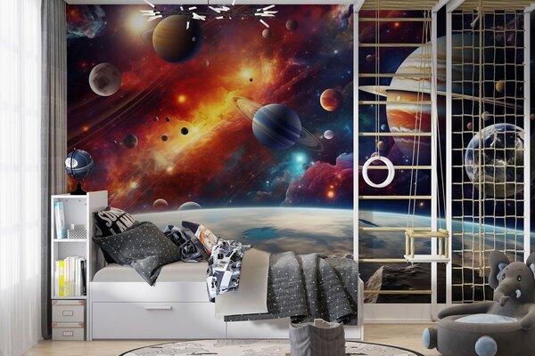 Fototapety Barevný vesmír s planetami a mlhovinami, Fototapety space, w04576 : uwalls.cz