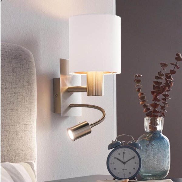 Eglo 96484 - LED Flexibilní svítidlo PASTERI 1xE27/40W+LED/3,8W bílá