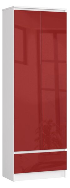 Skříň VINIA, 60x180x35, bílá/červená lesk