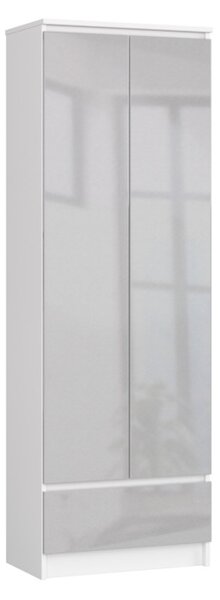 Skříň VINIA, 60x180x35, bílá/šedá lesk