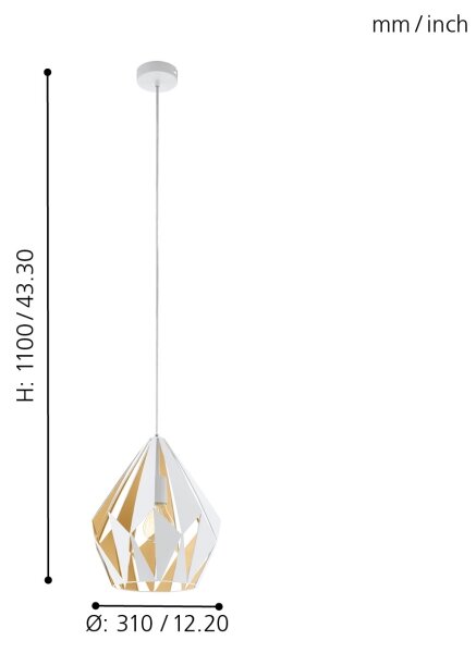 Eglo 49932 - Závěsné svítidlo CARLTON 1 1xE27/60W/230V