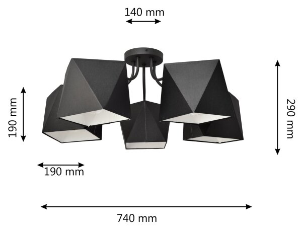 Lustr ADAMANT 5xE27/15W/230V černá