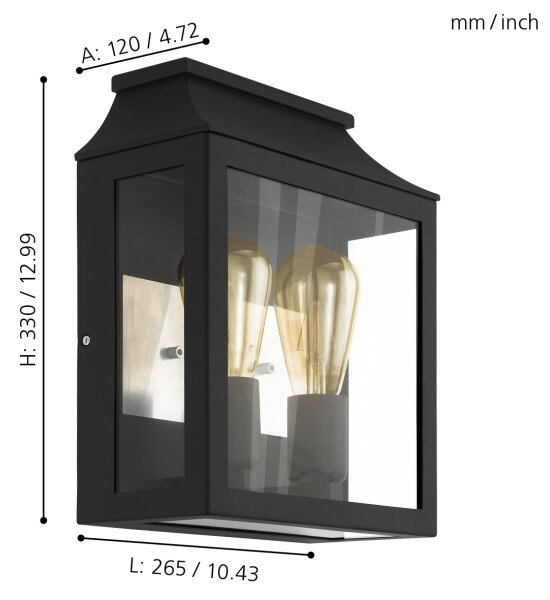 Eglo 97294 - Venkovní nástěnné svítidlo SONCINO 2xE27/60W/230V IP44