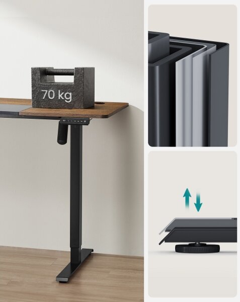 Výškově nastavitelný psací stůl SOLEA-X 120x60 cm hnědá/černá