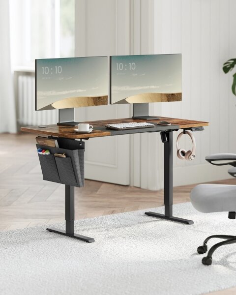 Výškově nastavitelný psací stůl SOLEA-X 120x60 cm hnědá/černá